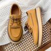 Fashion Men Fashion Wedding Party Dress Platform Shoes Lace-up Tassels Shoe Orange Carved Brogue Cow Suede Leather Sneakers Man Footwear