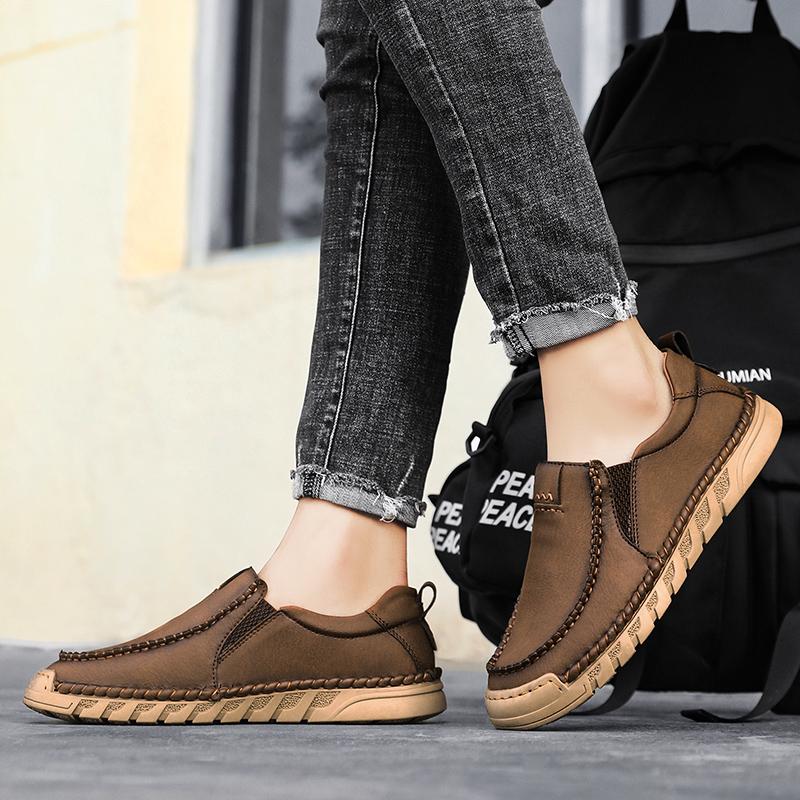 38-46 Ručně vyráběné kožené boty Ležérní pánské boty Pohodlné boty z hovězí kůže Pánské mokasíny Mokasíny Nástrojové boty