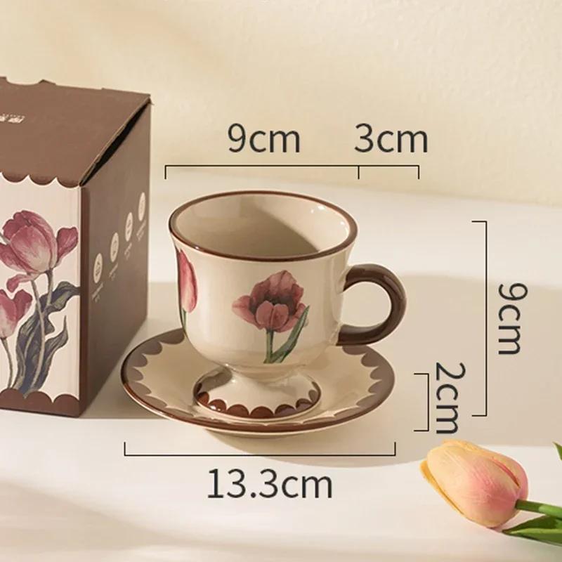 

Изысканный тюльпан керамическая кофейная чашка набор тарелок легкий роскошный ресторан послеобеденный чай кофейные чашки элитный офис досуг вода чашка 250ml