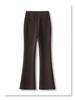 Women's Khaki Wool Acetate High-Waist Flared Pants for Autumn/Winter 2024