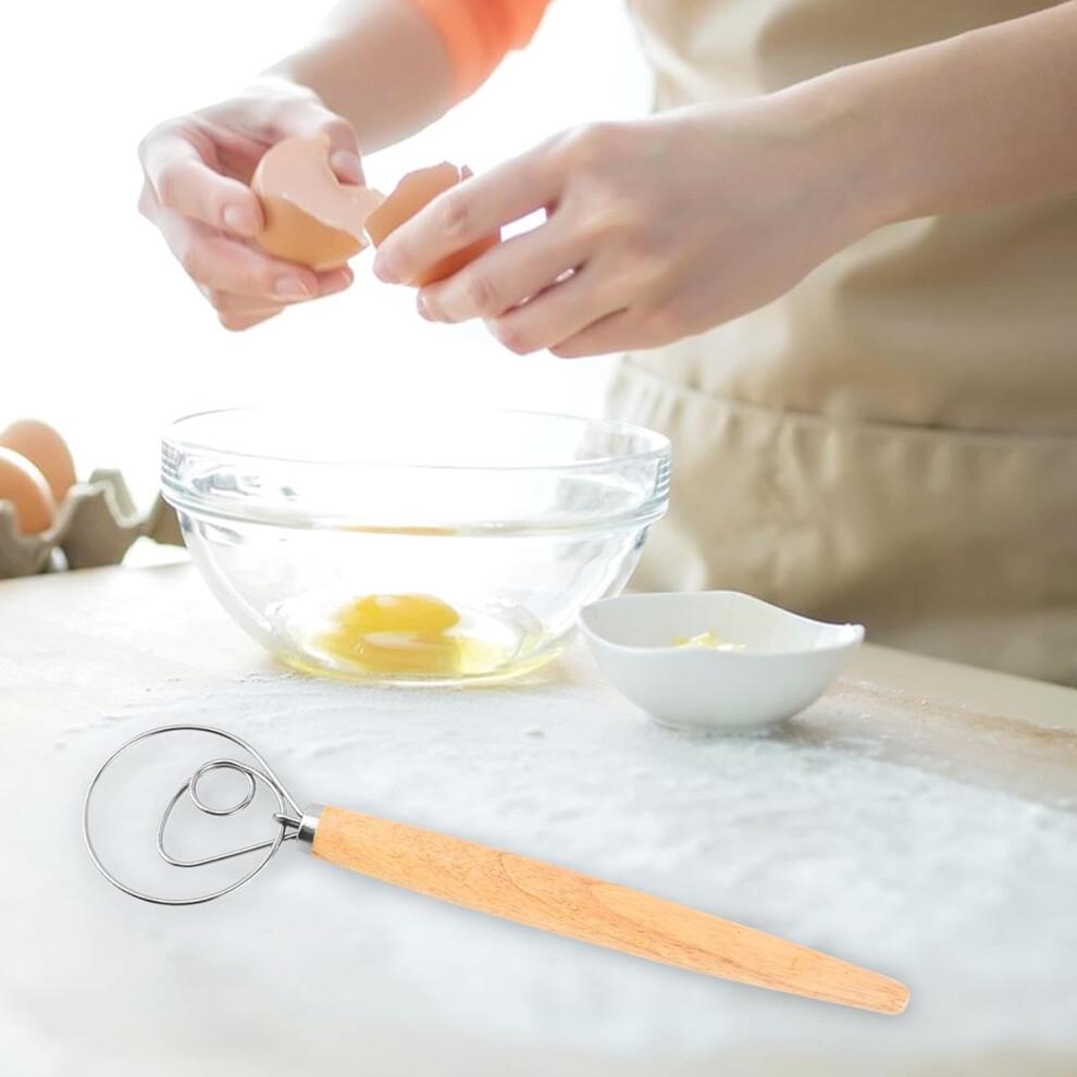 Danish Dough Hook Stainless Steel with Wooden Handle for Kitchen Mixer, Ideal for Sourdough, Pastries, and Pizza Dough Kneading