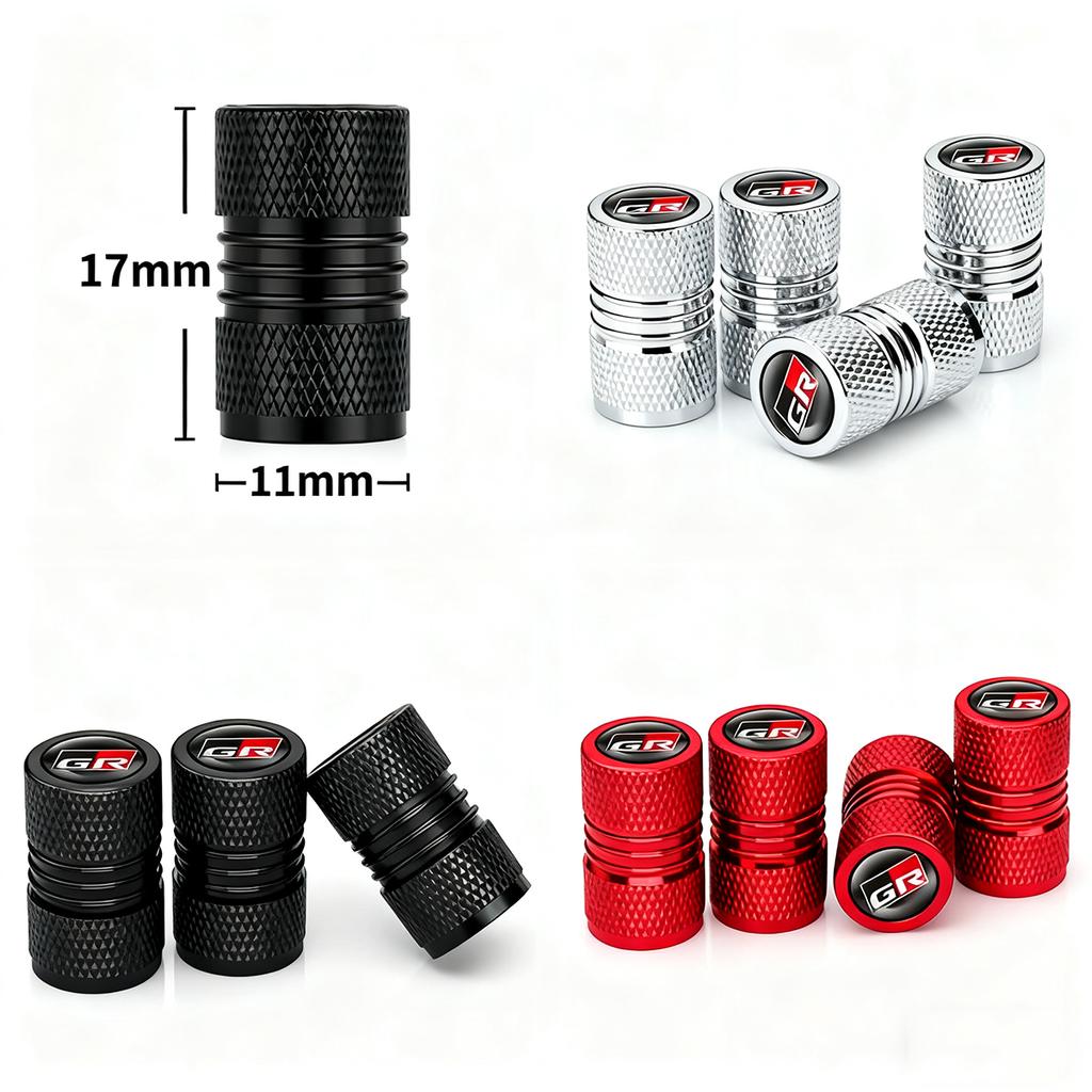 4Pcs/lot GR Sport Logo Car Tire Wheel Stem Air Valve Caps Covers For Toyota Gazoo Racing Yaris Auris Hilux Vios Innova