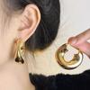 4Pcs New Retro Chunky C Shape Hoop Earrings Glossy Gold Plated Circle Round Tube Hoops Stacked Ear Jewelry Irregular Earrings