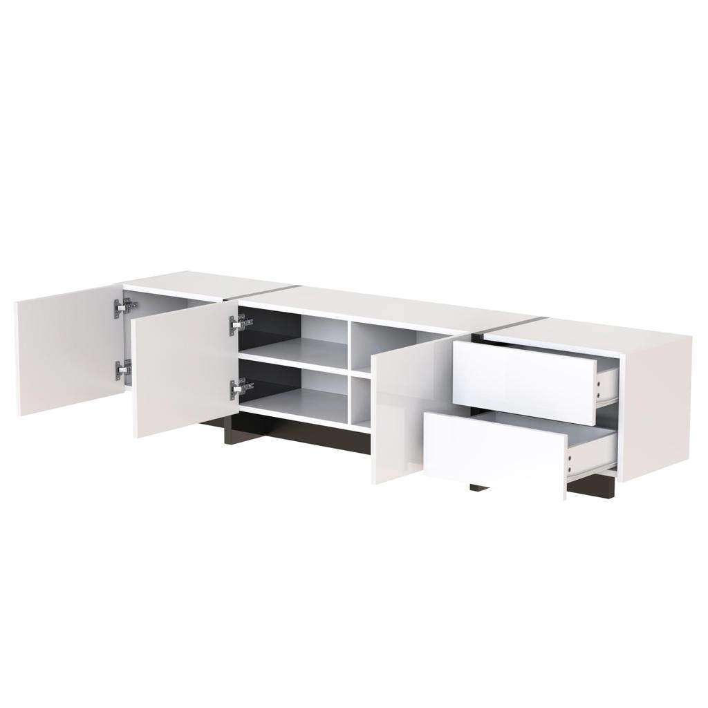 TV Schrank, TV Lowboard mit Schubladen, Moderner Fernsehtisch mit Stauraum, TV Tisch für Wohnzimmer und Esszimmer
