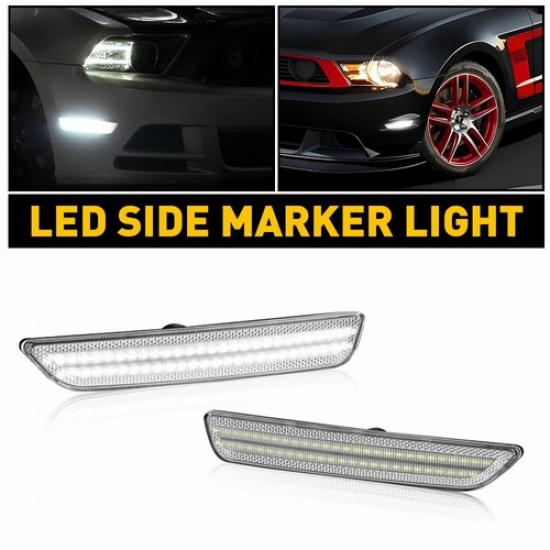 White 2/4X Red LED & Front Side Marker Rear Lights For 2010-2014 Ford Mustang GT