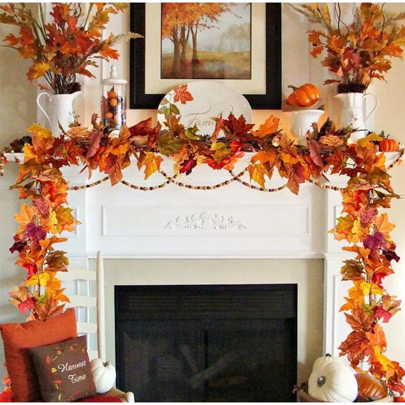 Simulate Maple Leaf Vine Harvest Festival Maple Leaf Vine Autumn Color Decoration Props Home Thanksgiving Halloween Decorations