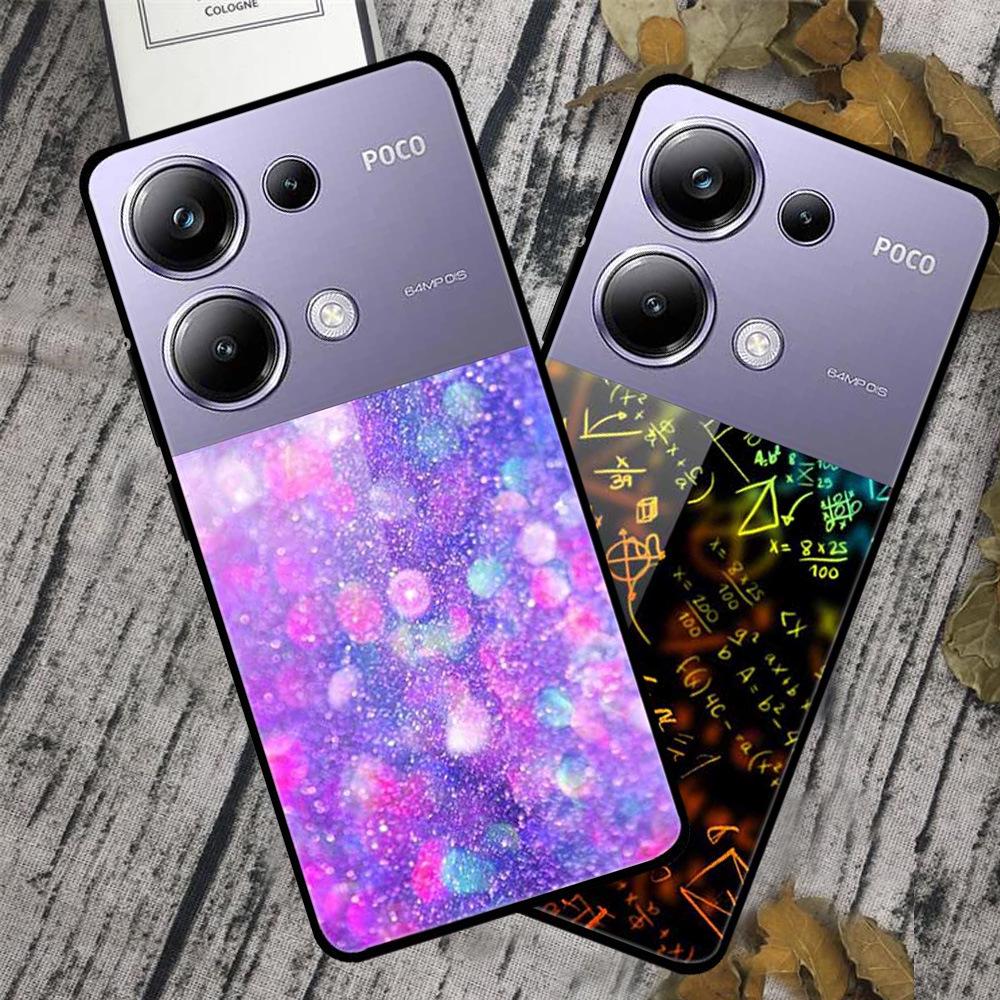 Colorful Aesthetic Tempered Glass Phone Case for Redmi 12 5G & POCO M6 PRO