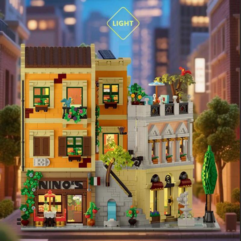 4507Pcs Roman Corner Store Architecture Building Set European Street View Series Diy Display Model Bricks Toy For Kid Gift