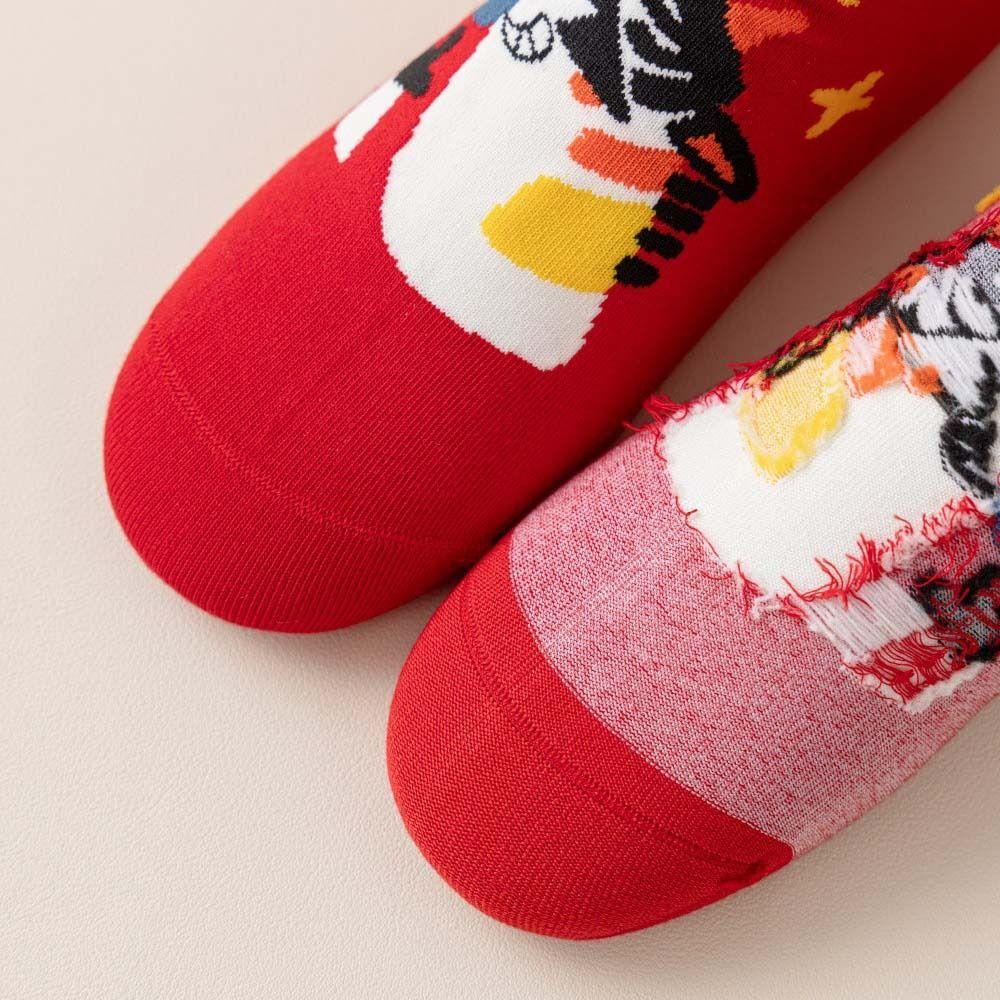 4Pairs Blessing Words Zodiac Horse Socks Cotton Winter Red Socks Creative New Year Red Socks  Gifts