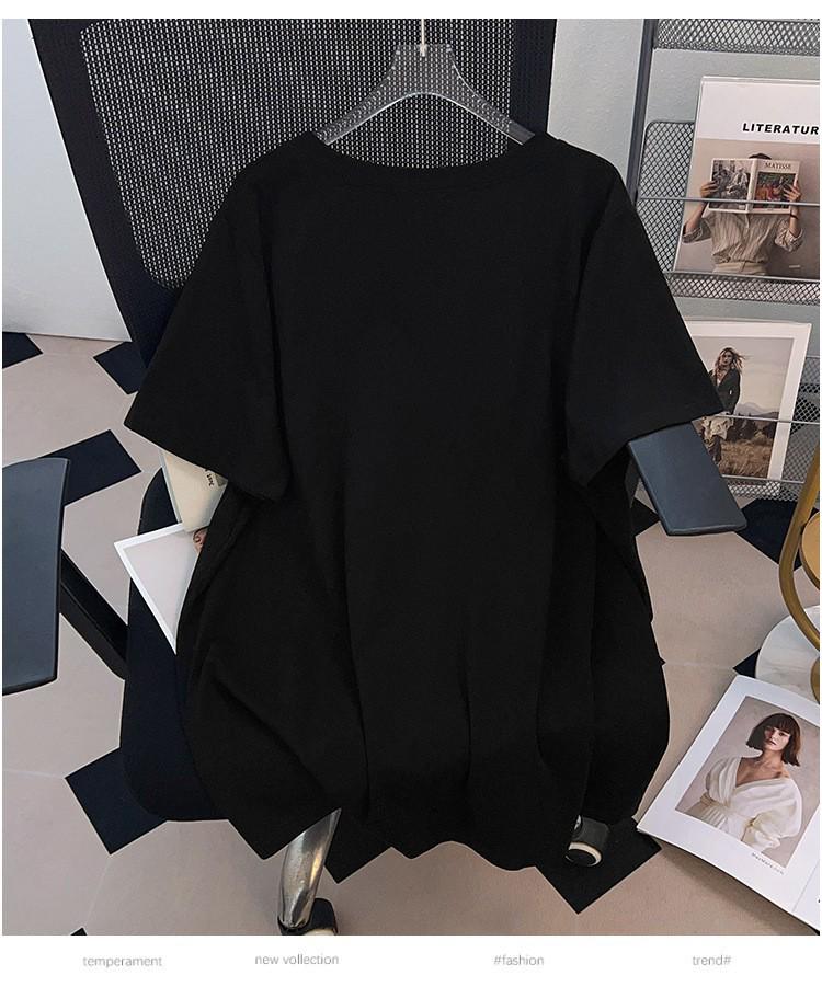 Women's Plus Size Slimming Loose Fit Mid-Length Short-Sleeve T-Shirt (200-350 jin)