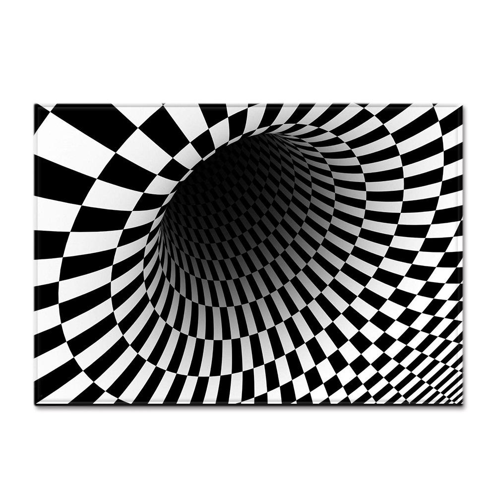 3D Three-Dimensional Large Carpet Door Mat Black And White Vortex Living Room Large Square Floor Mat Non-Slip Foot Mat