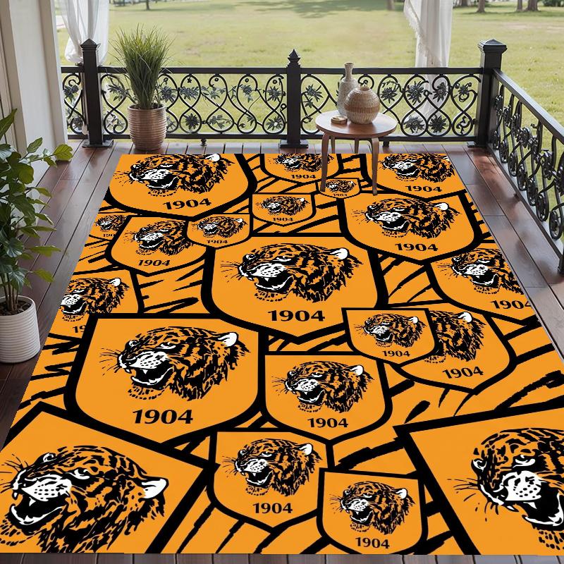 Crystal Velvet Rug with Hull City Design, Soft Non-Slip Floor Mat for Living Room Bedroom Decor