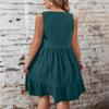 Damen Sommer Mode Farbe Große Größen Rundhals Rüschensaum Weste Lockeres Kleid