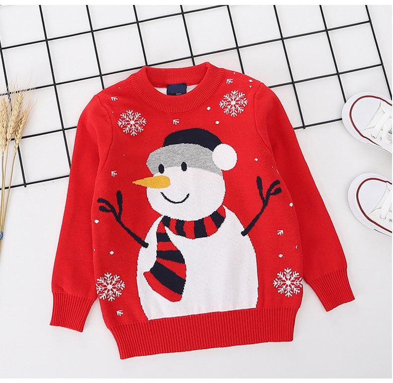 Christmas Clothes Knit Autumn Winter Korean Christmas Red Snowman Pullover Sweater Baby Boys Girls Sweater Children's Clothing