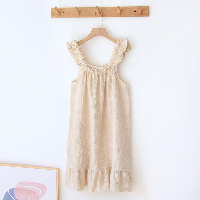 Summer Women's Cotton Spaghetti Strap Nightgown - Sweet, Loose, Mid-Length Dress