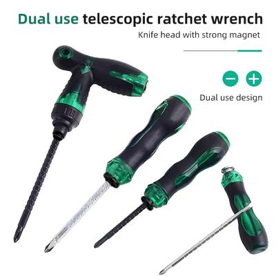 Șurubelniță magnetică telescopică reglabilă multifuncțională cu cap cruce, antiderapantă, unealtă de uz casnic pentru reparații