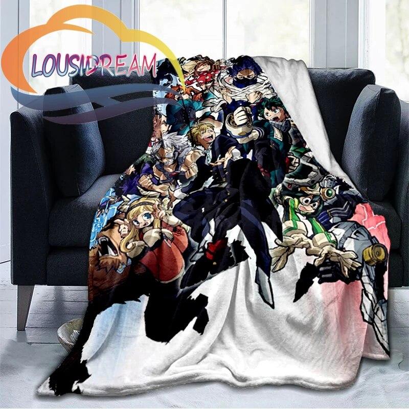 My Hero Academia Nadýchaná vlněná deka Flanel Hřejivost Měkká plyšová pohovka Throw čtvercová deka Tourist