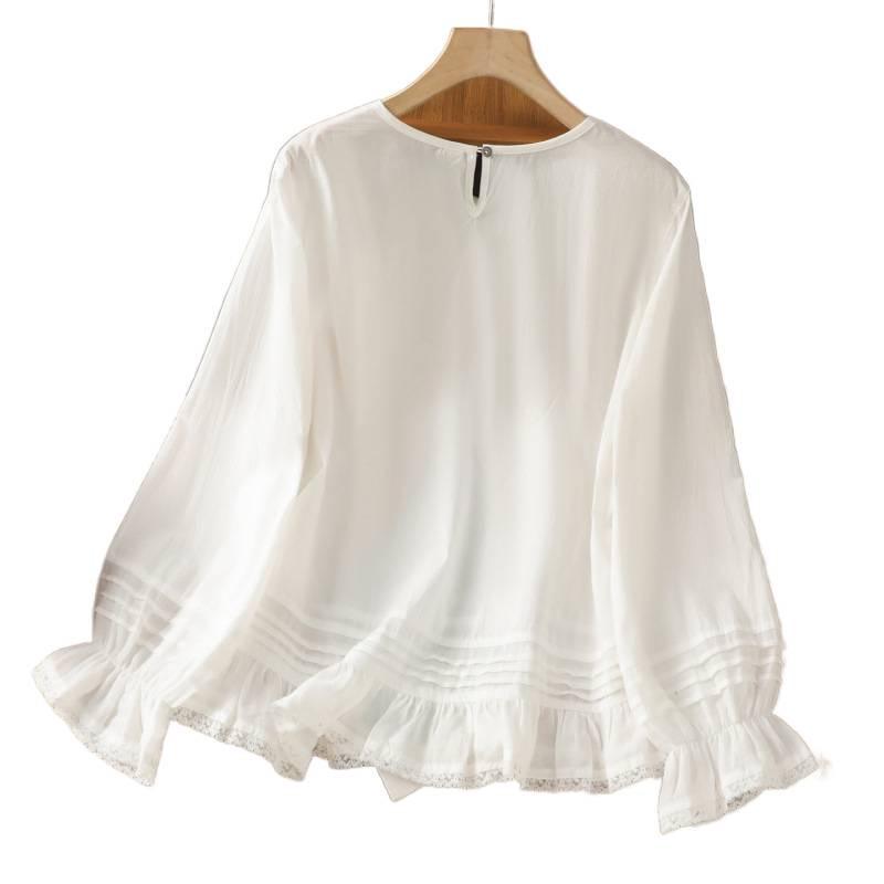 2026 Japanese Style Loose Fit Long Sleeve with French Lace Trim