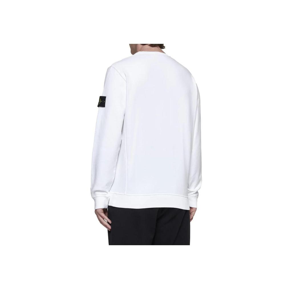 Stone Island Fleece Garment Dyed Crewneck White Men Streetwear 811562420-V0001