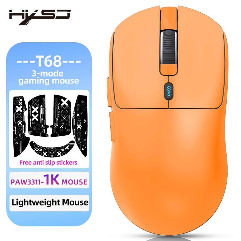 T68 Three-Mode Lightweight Gaming Mouse, 7-Button Programmable, TTC Micro-Switch, 12000 DPI.