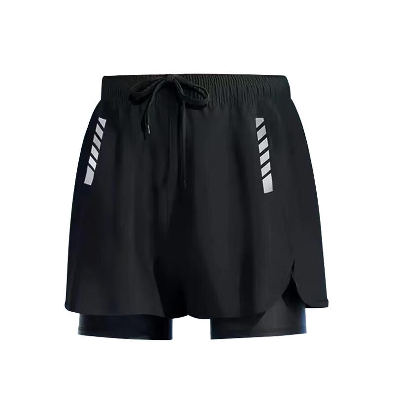 Junwen Men's Quick-Dry Double-Layer Swim Trunks