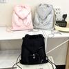 Girls Canvas Backpack With Drawstring Hood And Angel Wing Pattern For Daily Use And Travel