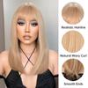 HAIRCUBE Long Straight Blonde Synthetic Wigs With Bangs for Women Daily Cosplay Wigs Heat Resistant Natural Hairline Wigs