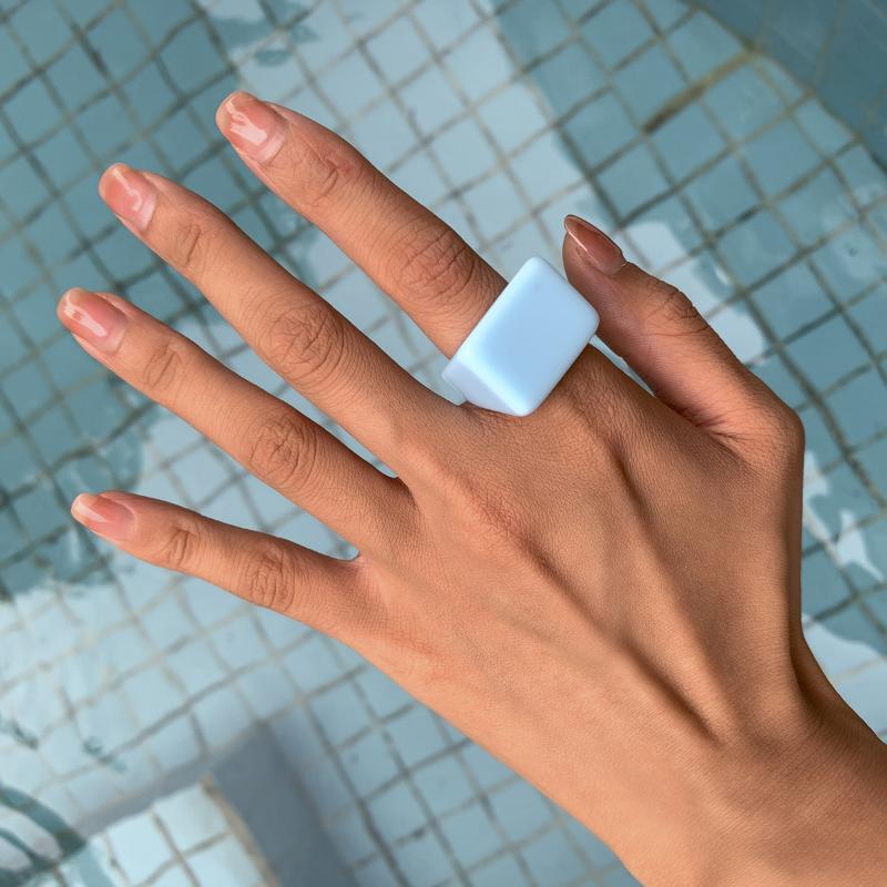 2Pcs Resin Trendy Ring Women Rings Simplicity Temperament Geometric Square Ring Colored Acrylic Ring
