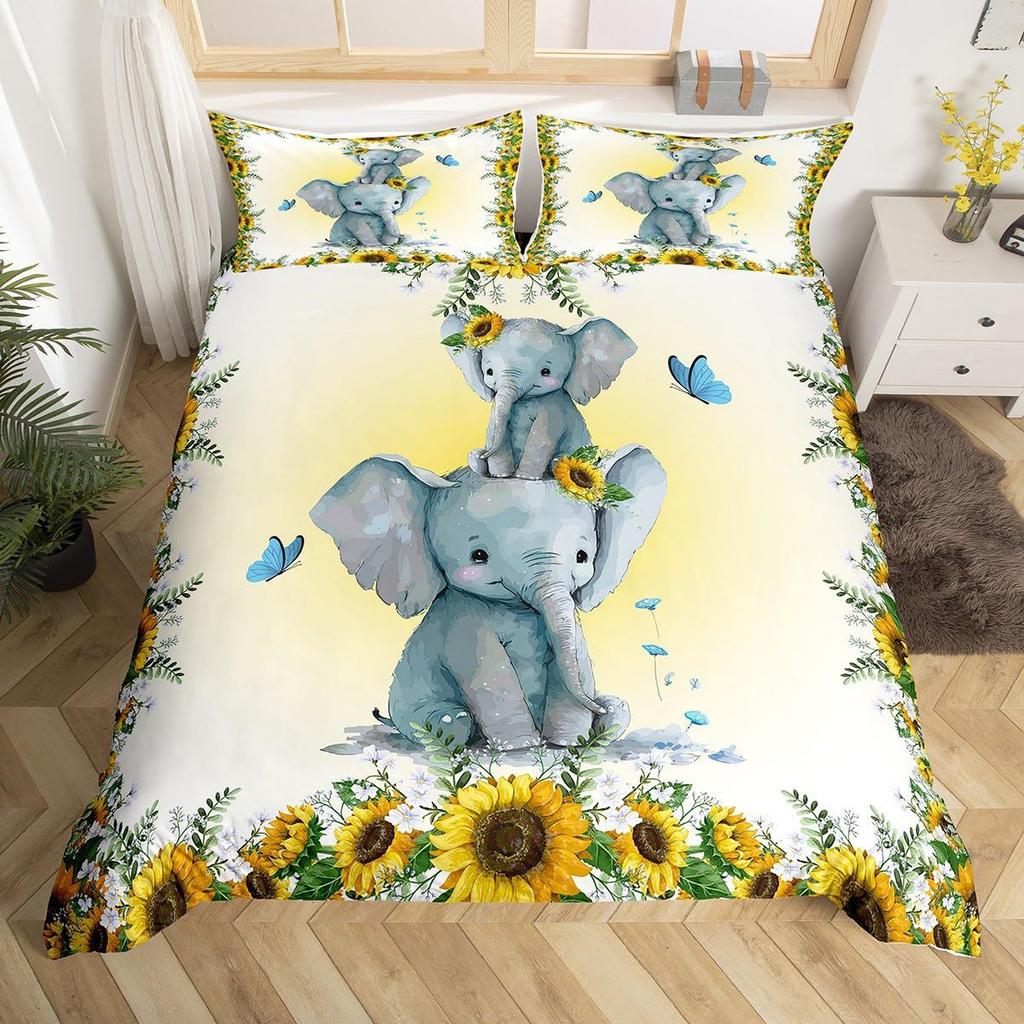 Color Elephant 3D Bedding Home Textiles Three-piece Set Bedding Duvet Cover