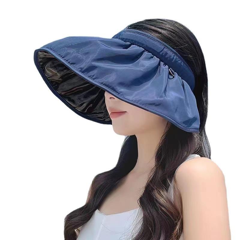 Vinyl large brim sun protection hat women's summer UV protection empty top sun hat ice silk headband shell sun hat