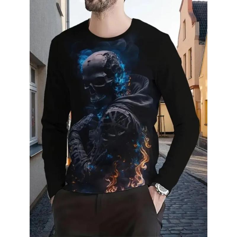 Fashion Men's Crew Neck Long Sleeve 3D Color Printing Summer Casual Short Sleeve Crew Neck T-Shirt