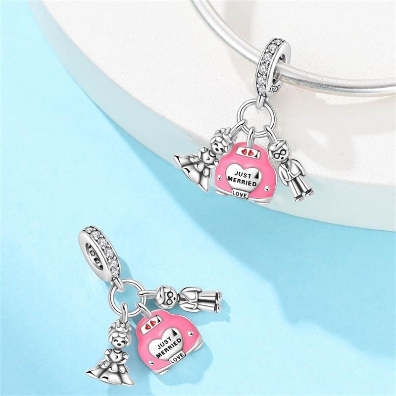 Neue Kupfer Romantische Liebesbrief Hochzeit Ringe Charms Perlen Passend für 3mm Original Armband DIY Schmuck Verlobungsgeschenke