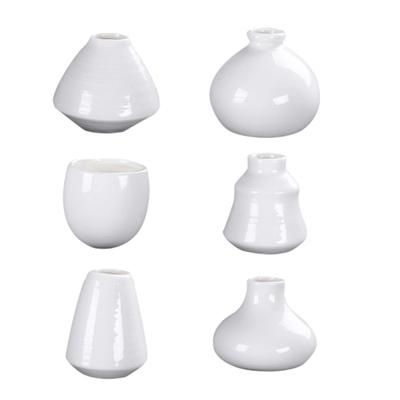 6 Pack Small Ceramics Hanging Vases with Magnetic Backing Refrigerator Flower Pot for Indoor Plant and Home Decoration