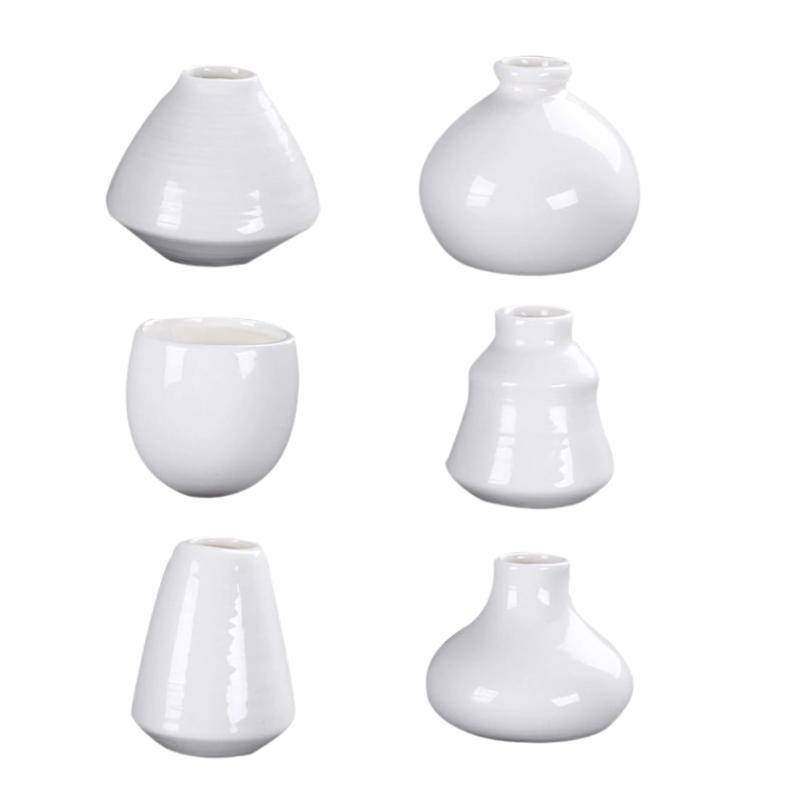 6 Pack Small Ceramics Hanging Vases with Magnetic Backing Refrigerator Flower Pot for Indoor Plant and Home Decoration