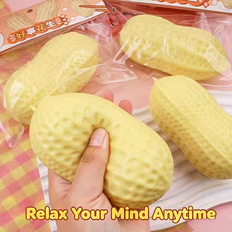 11Cm Peanut Stress Ball - Crunchy Squishy With Buttery Soft Feel, Asmr Sensory Anti-Stress Fidget Toy Creative Gift For All Age