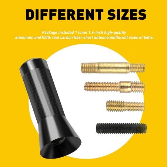 14" Antenna Carbon Fiber Black Radio AM Short FM Antena Kit Stubby W Screw EOA