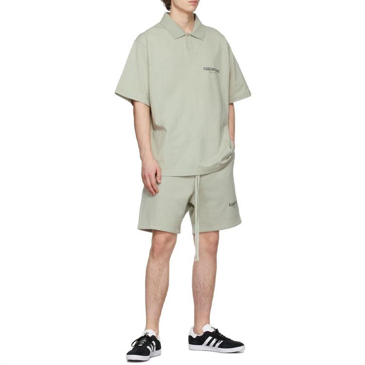 Fear Of God Essentials FW21 Ssense Exclusive Jersey Polo With Concrete Logo Unisex Tops Green FOG-FW21-113
