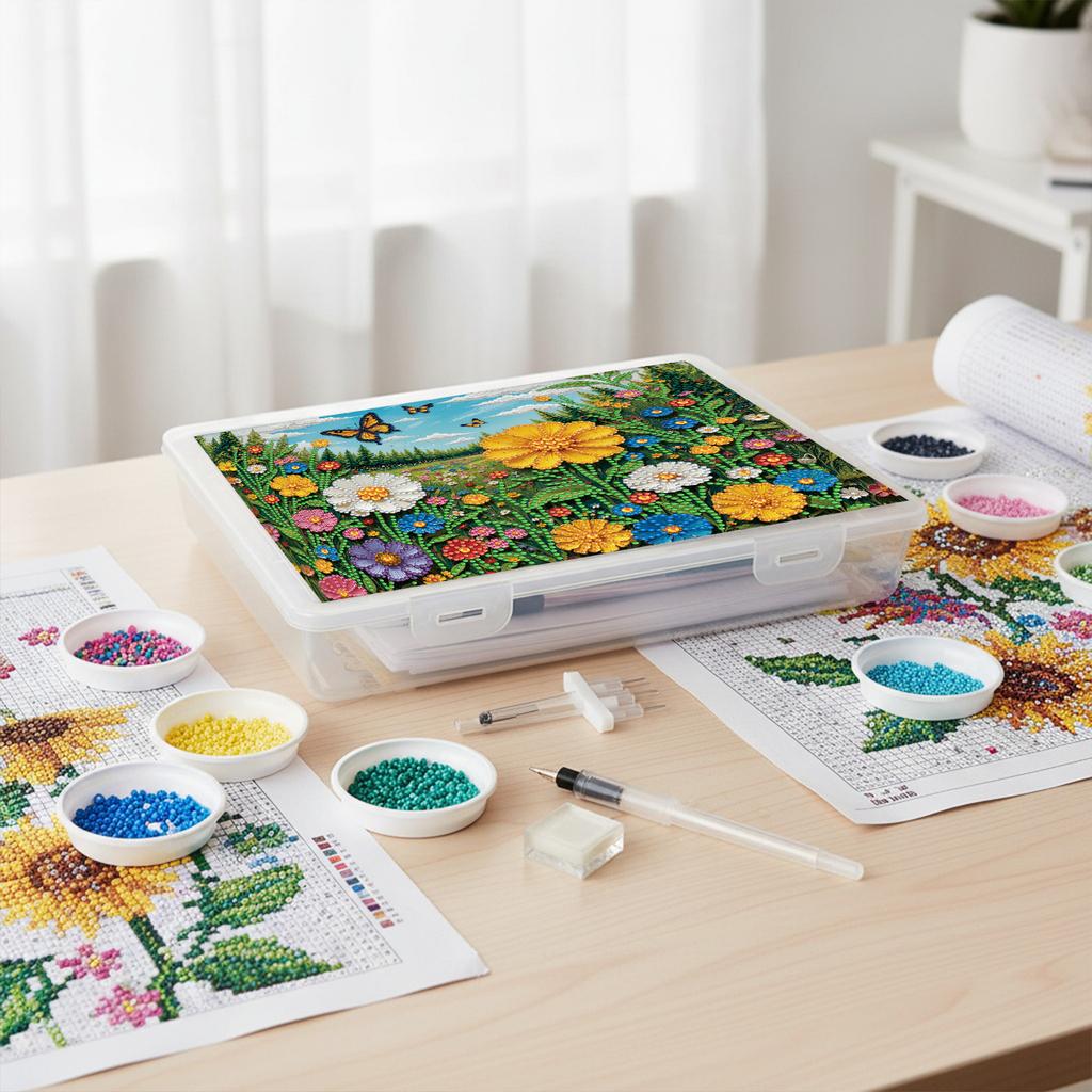 DIY Flower Plastic Large Capacity Diamond Painting Storage Box Exquisite Craft Supplies Storage Box for Home Holiday Gifts