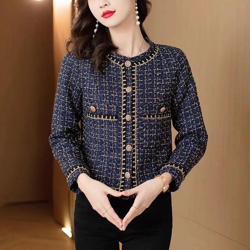 Womens Jacket Autumn Tweed Spring Coat Women Short Jacket Korean Fashion Elegant Female Woolen Tops Outerwear