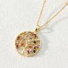 Modische Ausgesägte Lebensbaum Anhänger Halskette Gold Zirkon Schlüsselbein Kette Zarte Damen Halskette