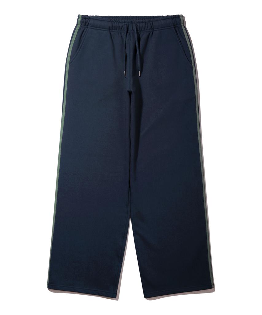 BAKKEN Side Point Color Match Semi-Wide Sweatpants Bk9986_Navy