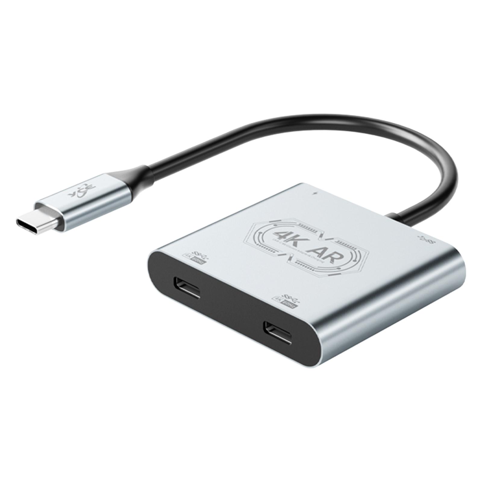 

4-в-1 Двойной USB-C Хаб-адаптер для дисплея Plug and Play USB C для AR-очков и зарядки Компактный для телефона, планшета, ноутбука, ПК China Mainland