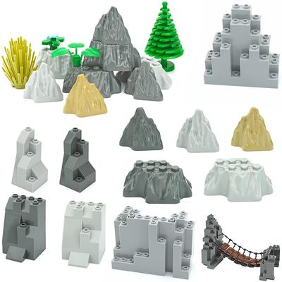 MOC Rock Panel Rockery Mountain DIY City Series Street View Brick Playset Hill Stone Block Bricks Fits For 23996 Assembles Particles Toys  Playsetss