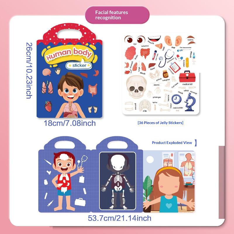 

1 Set Diy Quiet Fun With Scene Stickers Jelly Sticker Book For Kids Reusable Paste Puzzle Book Educational Activity For Children A6