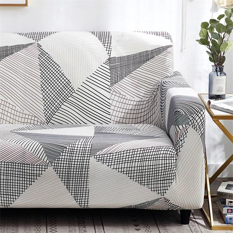 Geometrischer elastischer Sofabezug für Wohnzimmer, Couchbezug, hochelastischer Sofabezug, Möbelschutz, alle Bezüge, Heimdekoration