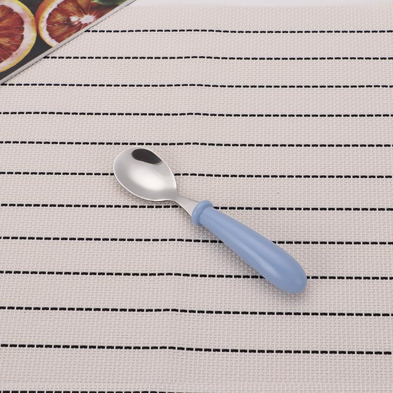 Cartoon Stainless Steel Children's Cutlery Set - Fork & Spoon with Round Handles, Gift for Mother & Baby, Birthday Gift