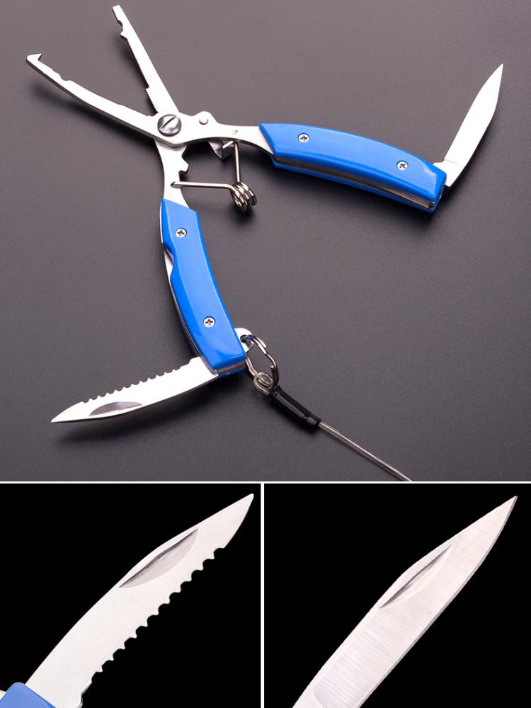 Stainless Steel Luia Pliers with Folding Knife Disconnector Fish Mouth Pliers Fishing Scissors Open Ring Pliers Rowing Rope Kayak Camping Fishing Tool