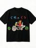 2026 Cartoon Animal Motorcycle Graphic Tshirt Vintage Comic Style Front Print Casual Loose Short Sleeve Tee For Adults Teens