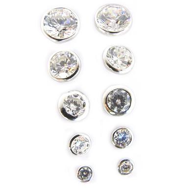 [M1099] - Set of 5 Pairs of 'Unique' White (2 To 6 Mm)