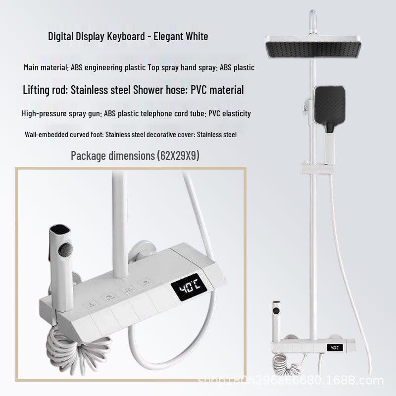 Smart Digital Display Copper Shower Head Set with Constant Temperature & Concealed Design